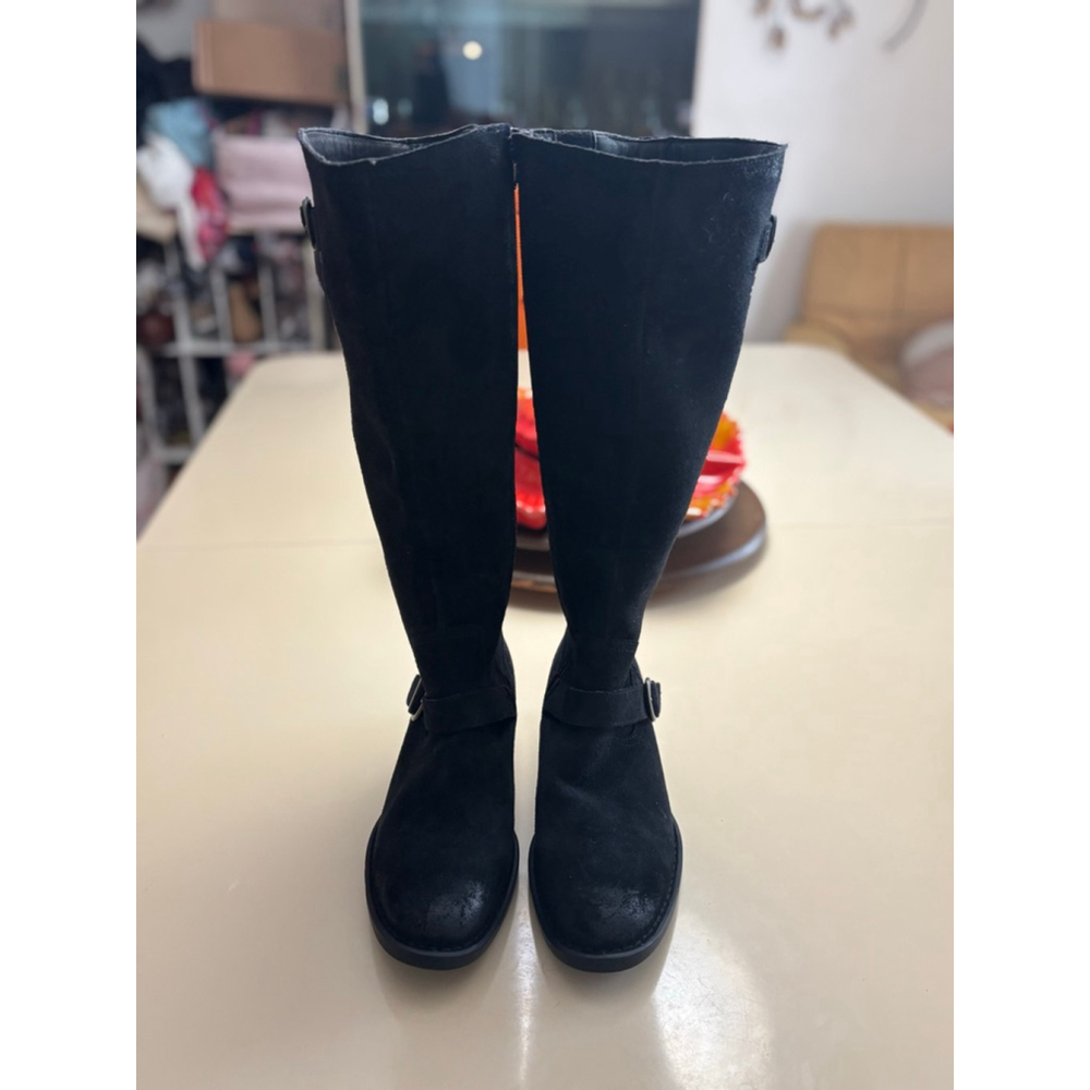 Born Black Suede Combat Moto Boots Size 7.5